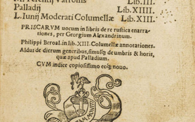 Binding.- Cato (Marcus Porcius) Varro, Columella & Palladius. De re rustica, Cologne, Joannes Gymnicus, 1536.