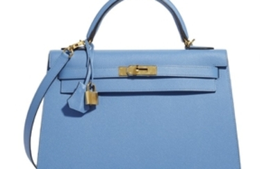 A BLEU PARADIS EPSOM LEATHER SELLIER KELLY 32 WITH GOLD HARDWARE, HERMÈS, 2015