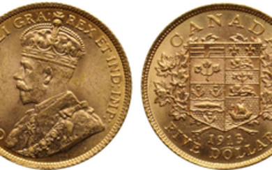 Canada, George V, Gold 5 Dollars, 1913
