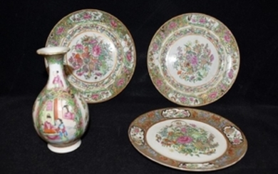 Chinese Export Rose Medallion Porcelain Grouping