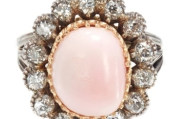 A Conch Pearl and Diamond Ring
