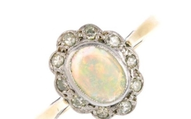 An early 20th century opal and diamond cluster ring.
