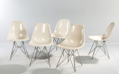 Five Eames Zenith Chairs with Eiffel Tower Base