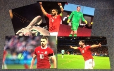 Football Wales collection five 12x8 signed colour photos from five members of the Welsh squad that reached the semi Final...