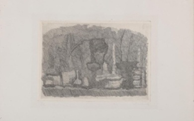 GIORGIO MORANDI Still life with objects on the table.