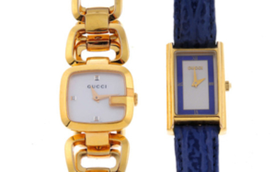 GUCCI - a lady's gold plated wrist watch. View more details