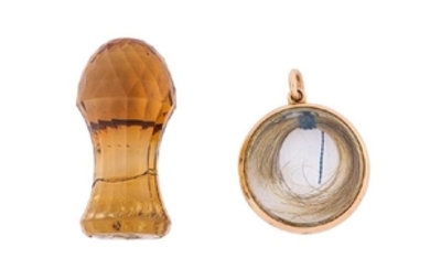 A mourning locket and a citrine seal, circa 1905