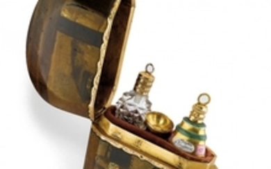 Portaprofumi in legno, oro e vetro