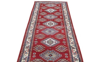 Special Kazak Pure Wool Runner Hand-Knotted Geometric