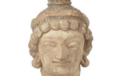A STUCCO HEAD OF A MALE FIGURE, ANCIENT REGION OF GANDHARA, 4TH-5TH CENTURY