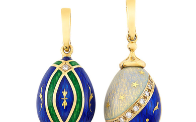 Two Gold, Enamel and Diamond Pendants, Contemporary Fabergé