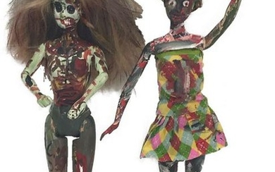 Two Halloween/Day of the Dead Hand-painted Barbie Dolls