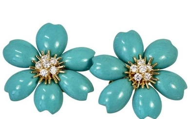 Van Cleef & Arpels Rose de Noel Turquoise Earrings