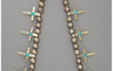 A Southwest-Style Squash Blossom Necklace c. 1965 silver,...