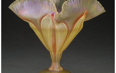 79007: Tiffany Studios Pulled Feather Favrile Glass Flo