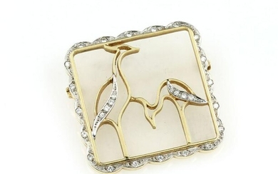 8 kt gold designer brooch 'crane'