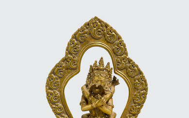 A gilt copper alloy figure of Vajradhara and Prajnaparamita