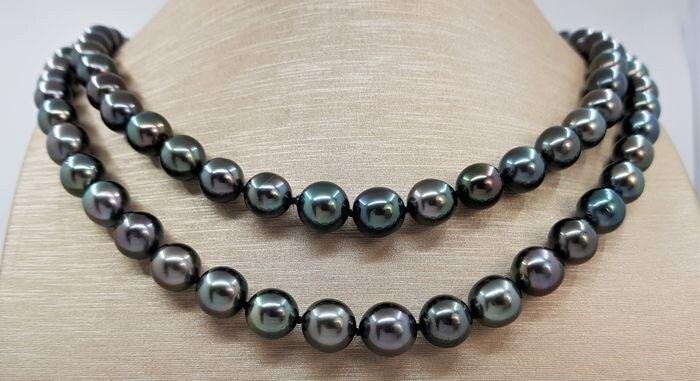 8x11mm Shimmering Green Tahitian pearls - Necklace