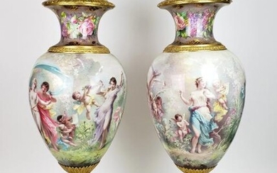 Pair of Magnificent Large Pair of Sevres Porcelain &