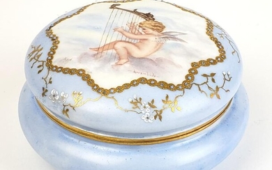 A French Handpainted Porcelain Powder Box