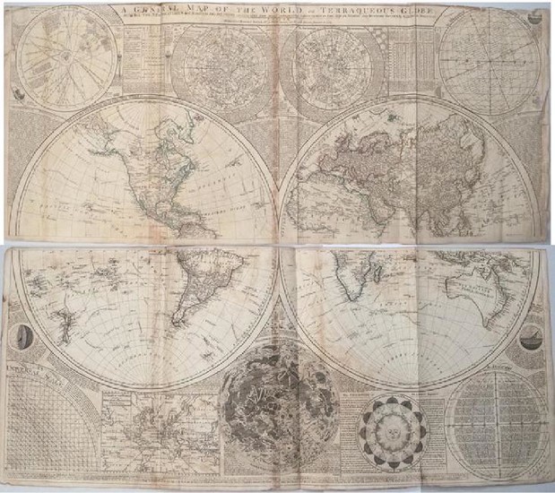 1787 Dunn Map of the World on Two Hemispheres and