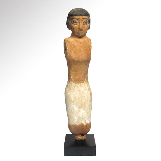 Large Egyptian Wooden Figure of a Standing Attendant
