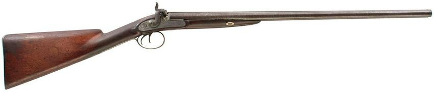 A 16-BORE DOUBLE BARRELLED PERCUSSION LIVE PIGEON GUN