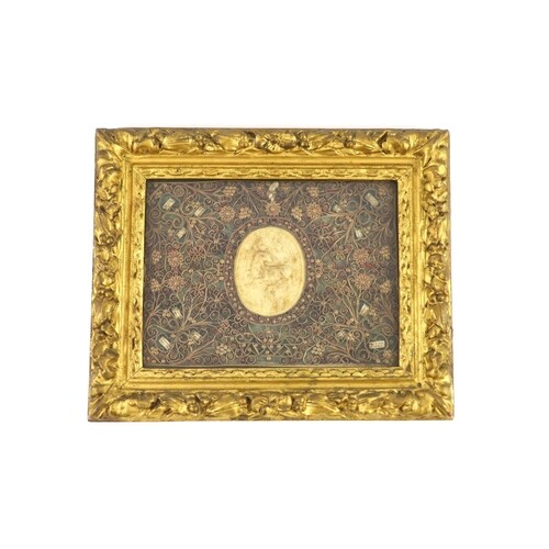 A 17th century wax papal seal now presented in an 18th centu...