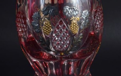 A 19TH CENTURY BOHEMIAN CRANBERRY AND CLEAR GLASS