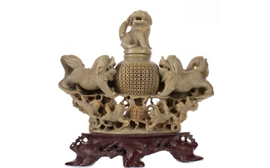 A CHINESE SOAPSTONE INCENSE BURNER