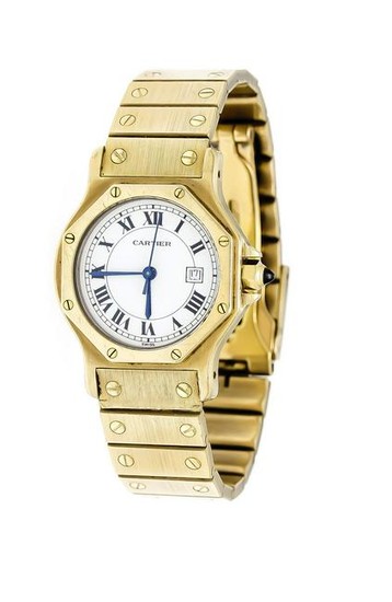 A Cartier Automatic men's wristwatch, Santos Octagon Ronde,...