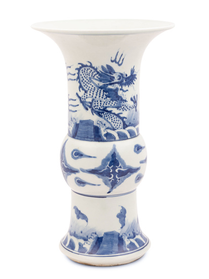A Chinese Blue and White Porcelain Gu Vase