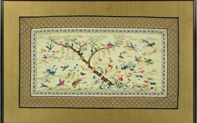A Chinese Embroidered Silk Panel.