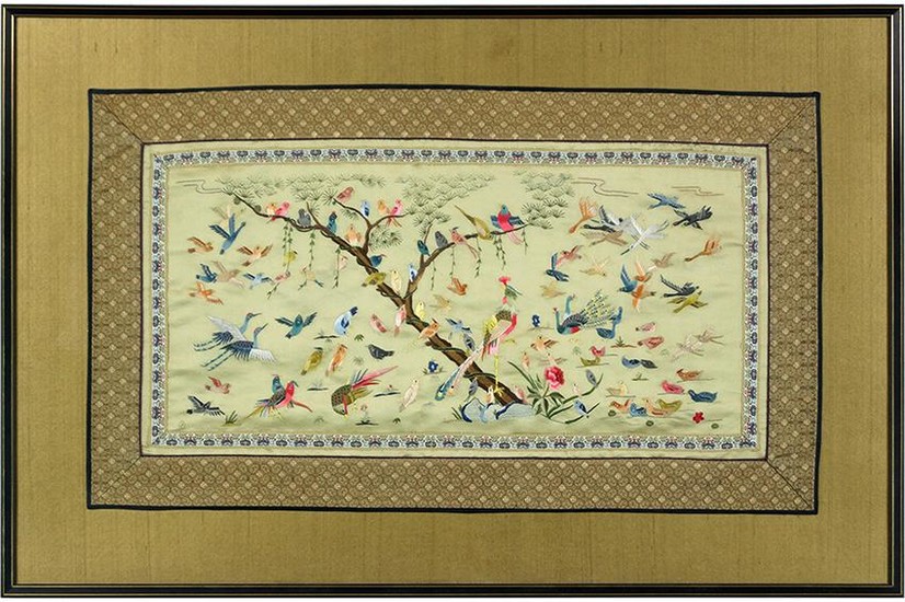 A Chinese Embroidered Silk Panel.
