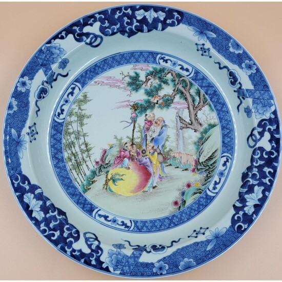 A Chinese Famille Rose Charger "Birthday Wishes"