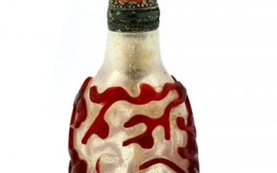 A Chinese Ruby Red Overlay Glass Snuff Bottle