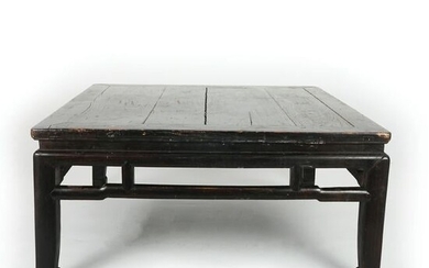 A Chinese brown lacquered square top sofa table