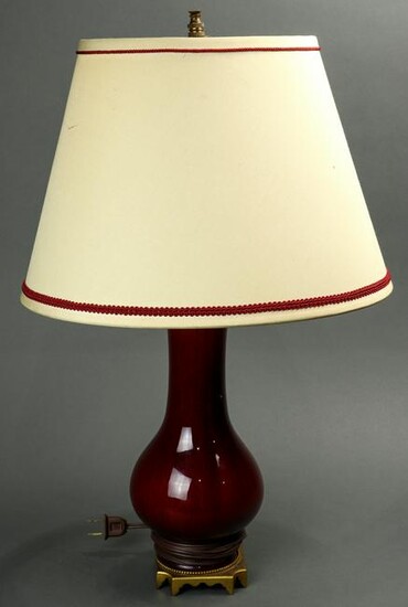A Chinese oxblood glaze vase mounted as a lamp