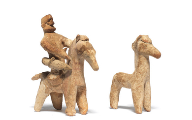A Cypriot terracotta horse and rider and a Cypriot terracotta horse
