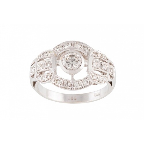 A DIAMOND CLUSTER RING, of plaque design, set with brilliant...
