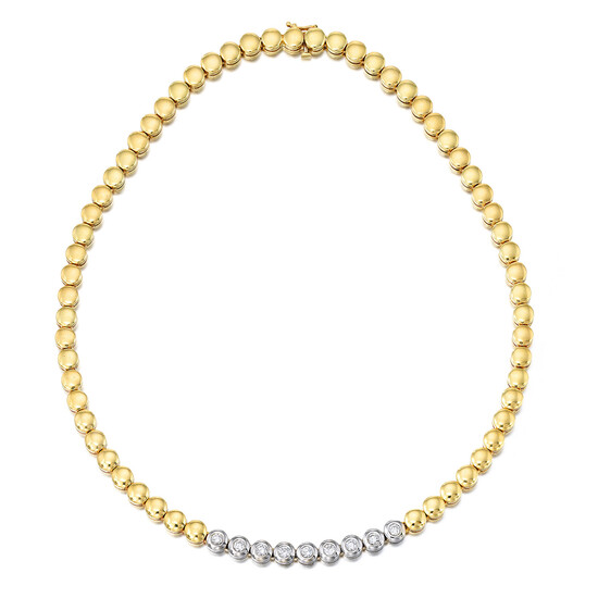 A Diamond and Bi-Colored Gold Necklace