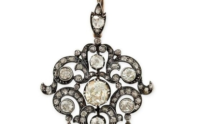 A FINE ANTIQUE DIAMOND PENDANT / BROOCH, 19TH CENTURY