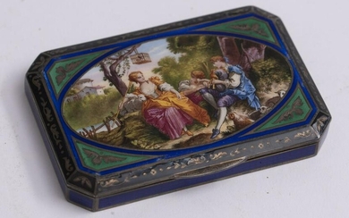 A Fine Antique French Enamel on Silver Box 2 1/2 x 3