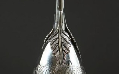 A GOOD TURKISH SOLID SILVER ROSE WATER SPRINKLER, with