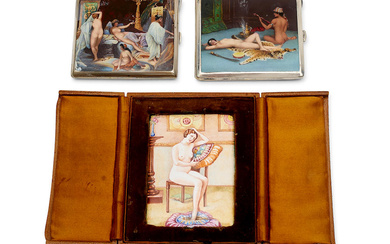 A GROUP OF FOUR ENAMELLED ITEMS