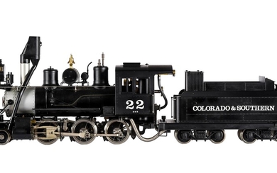 A Gauge 1 Aster model of a Colorado & Southern 2-6-0 American tender locomotive