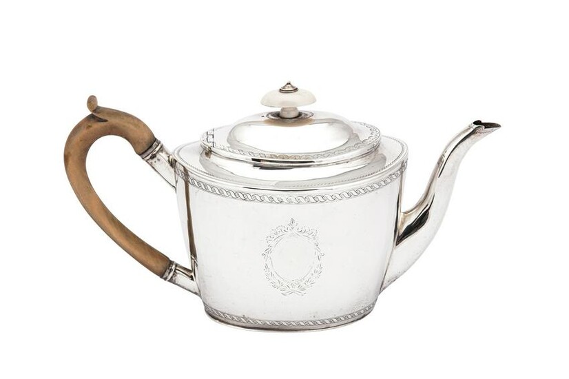 A George III sterling silver teapot, London 1799 by