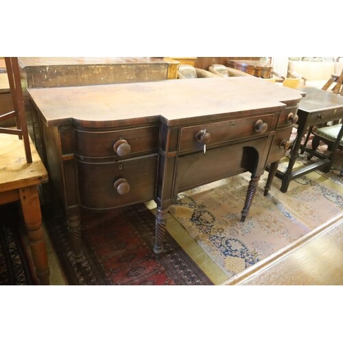 A George IV mahogany bow front sideboard, width 183cm, depth...