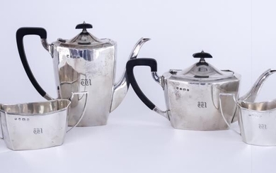 A George V Silver Rectangular Four-Piece Tea and Coffee...