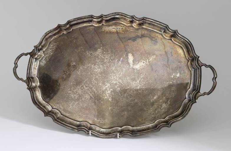 A George VI Silver Oval Two-Handled Tray, by E....